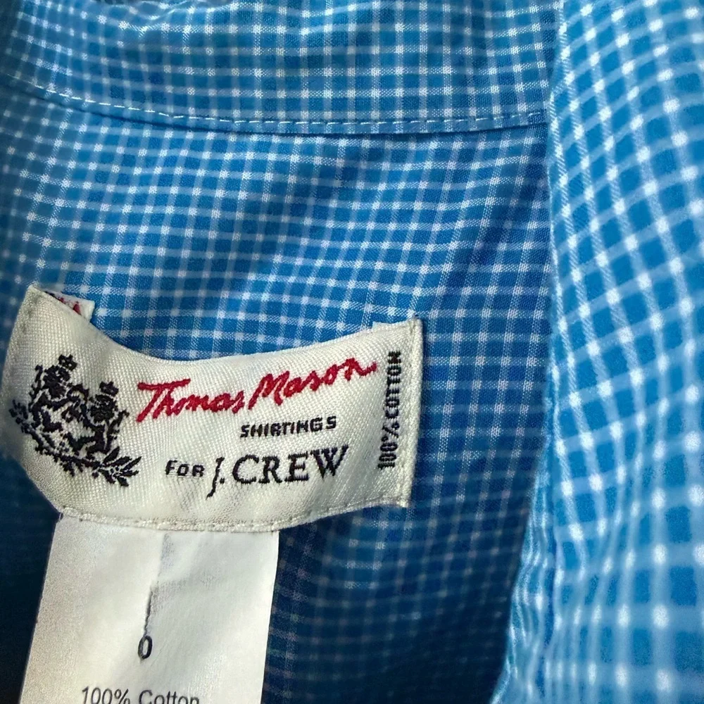 Thomas Mason for J.Crew blue micro-check button-down shirt made of 100% cotton